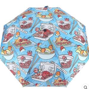 Happy Wahine Umbrella Automatic Poke Competition Blue SPF 50 NEW Hawaiian